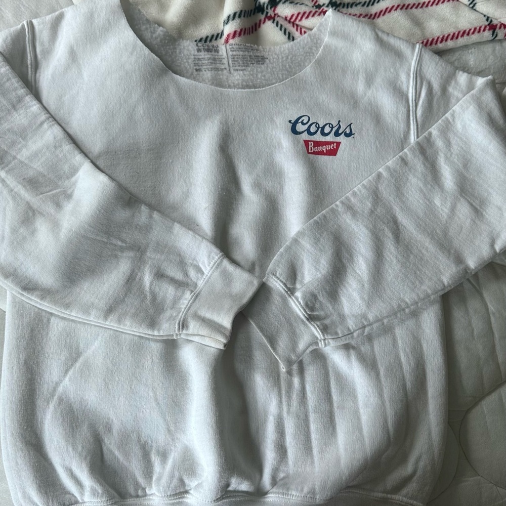 Coors Banquet Off-Shoulder White Sweatshirt